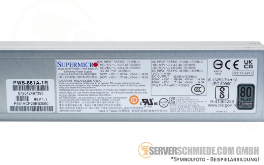 Supermicro 860W Netzteil PSU 80 Plus Titanium PWS-861A-1R +NEW+
