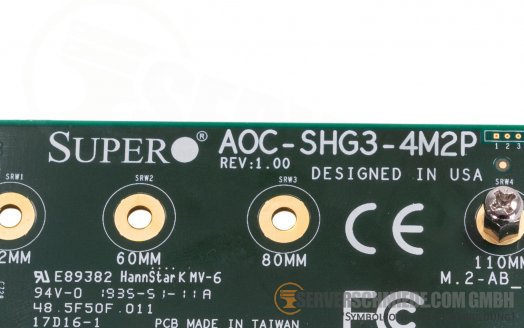 Supermicro AOC-SHG3-4M2P-O Bifurcation NVMe Controller 4x M.2 PCIe 3.0 x8 Stick Länge 2260 2280 22110