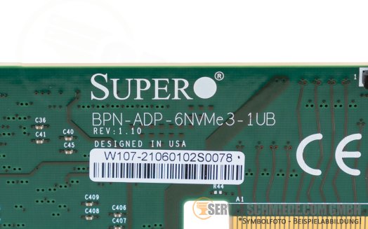 Supermicro Backplane Adapter BPN-ADP-6NVME3-1UB daughter card for 4-Node Chassis