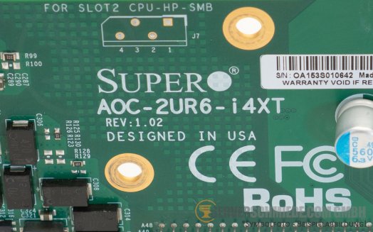 Supermicro Ultra Riser 2U 1x x16 + 1x x8 (internal) PCIe 3.0 + 4x 10 GbE RJ-45 without cage AOC-2UR6-i4XT